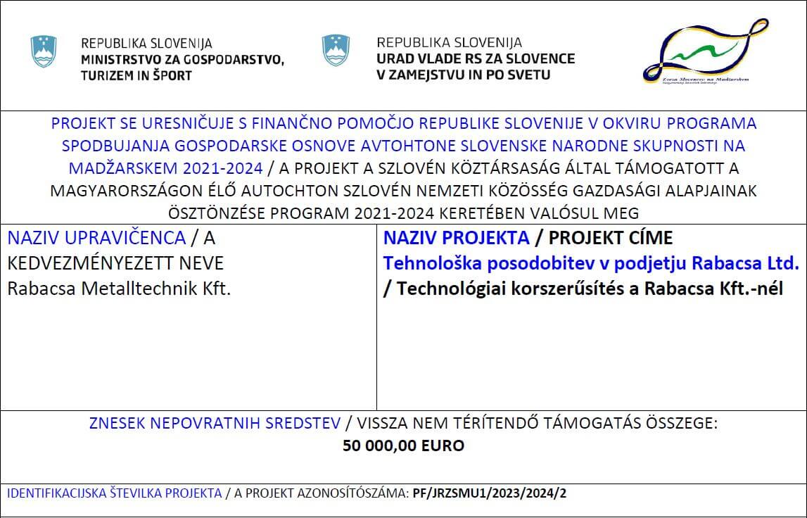 Technológiai korszerűsítés a Rabacsa Kft.-nél